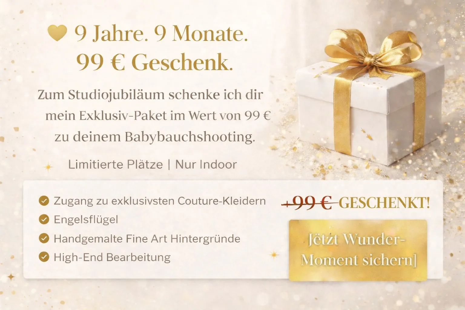 Jubiläumsaktion: EXCLUSIV-Paket im Wert von 99 € geschenkt zum Babybauchshooting