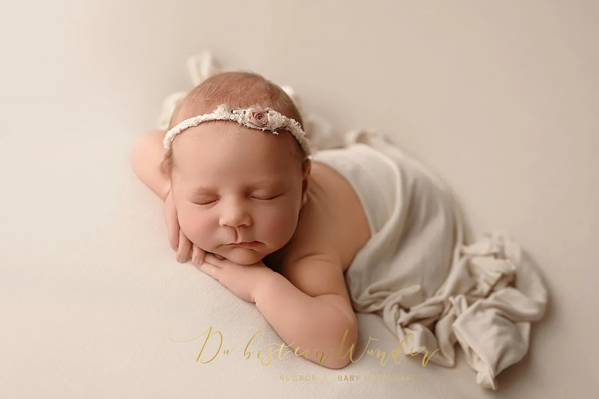 Newborn Portrait auf weißem Fell